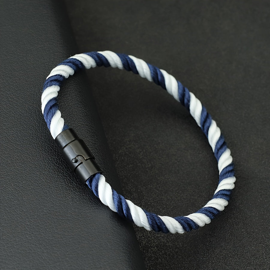 Aplaze  Men's Nautical Rope Bracelet with Black Buckle