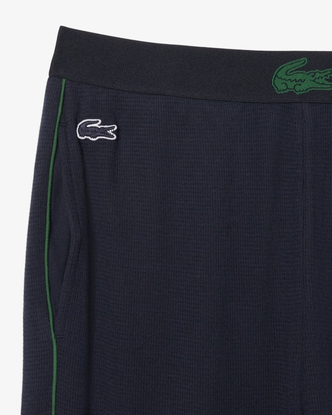 Lacoste Men’s Waffled Cotton Lounge Pants Navy Blue / Green 3H0981-51 FW7