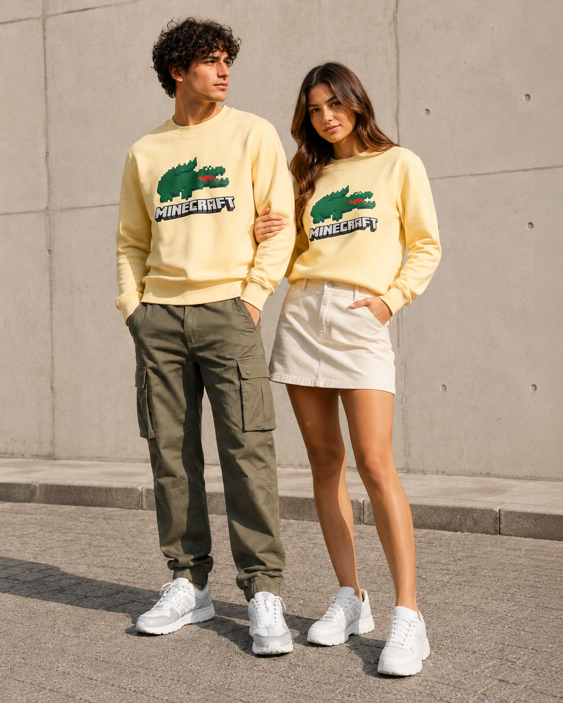 Lacoste Unisex Lacoste x Minecraft Organic Fleece Sweatshirt Napolitan Yellow SH3851 6XP
