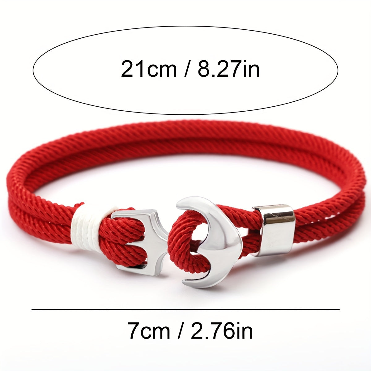 Aplaze 1pc Men's Nautical Anchor Cord Bracelet