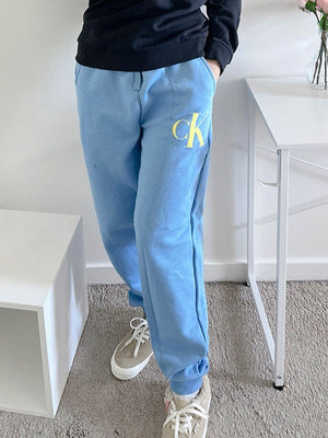 Calvin Klein Men's Monogram Fleece Jogger Blissful Blue 40JM836 430 - APLAZE