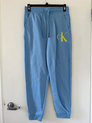 Calvin Klein Men's Monogram Fleece Jogger Blissful Blue 40JM836 430 - APLAZE