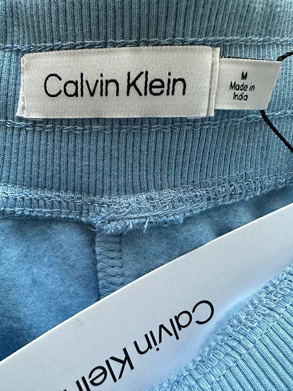 Calvin Klein Men's Monogram Fleece Jogger Blissful Blue 40JM836 430 - APLAZE