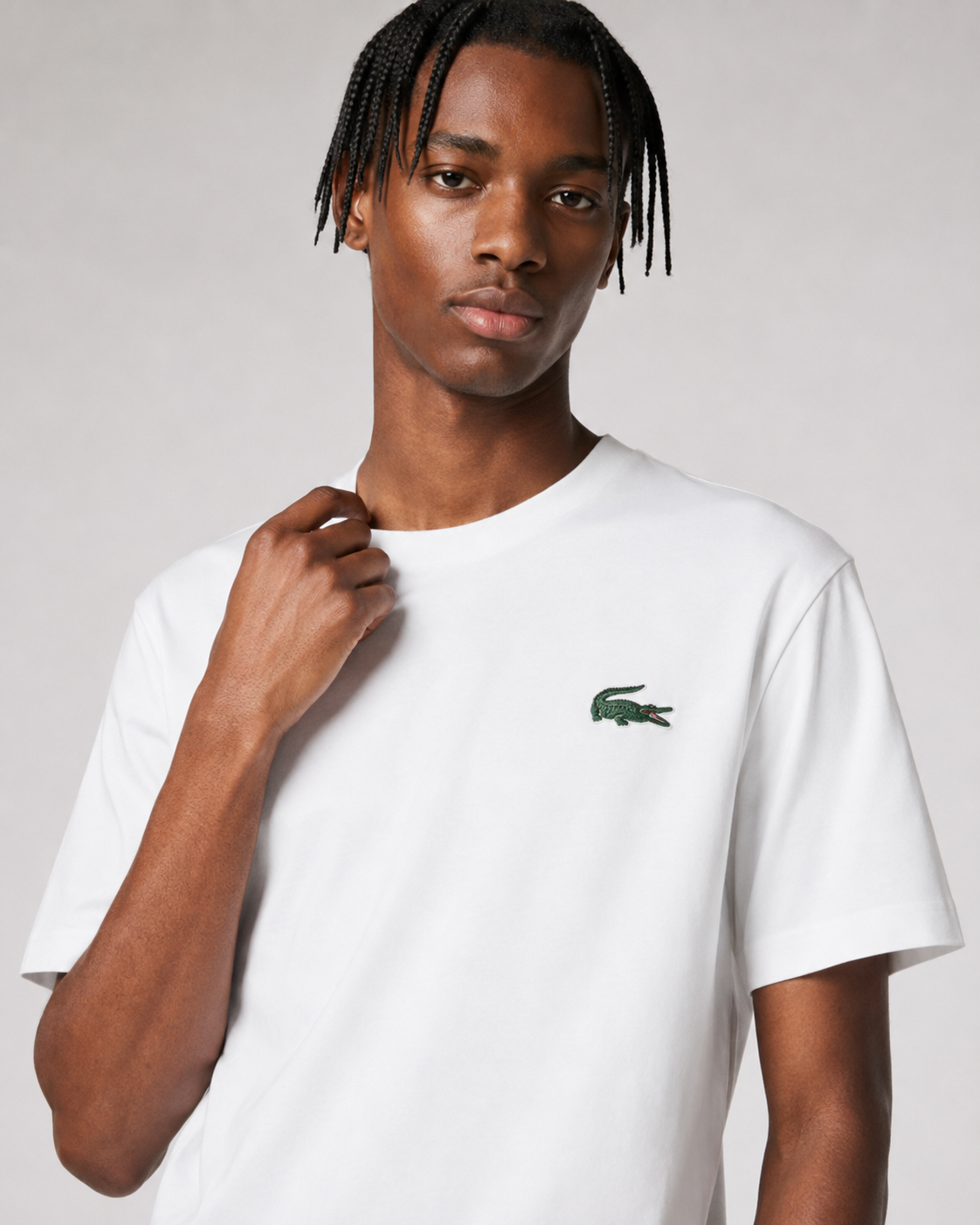 Lacoste Men’s Crocodile Print Cotton Undershirt White / Green TH9460-51 737