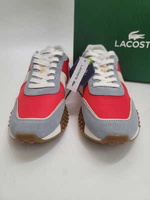 Lacoste Men's Lacoste L-Spin Deluxe Leather Color Contrast Sneakers Ory/Gry 44SMA0047 OG2 - APLAZE