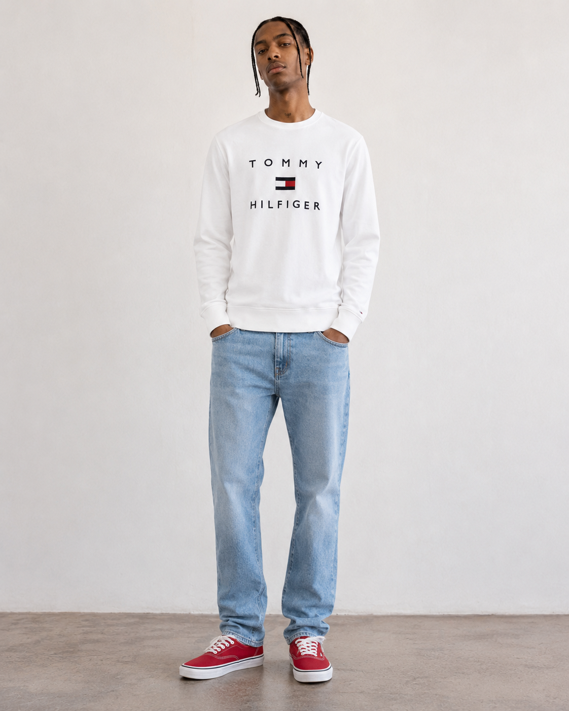 Tommy Hilfiger Stacked EMB Crewneck Optic White 78J9708 100