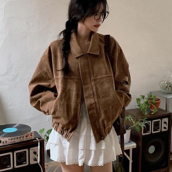 (LKFNC)여성 가을 스웨이드 집업 숏 자켓 DHH-L18