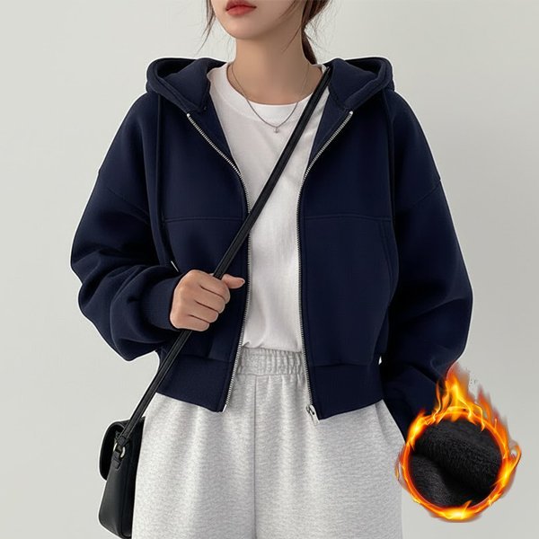 (LKFNC)여성 4컬러 웜핏 기모 크롭 후드집업 LK-HD04