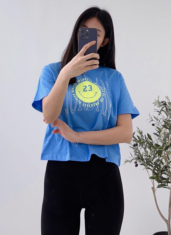 Nike Girl's Jodan 23 Rise-Up T-Shirt University Blue 45C200 B9F N4