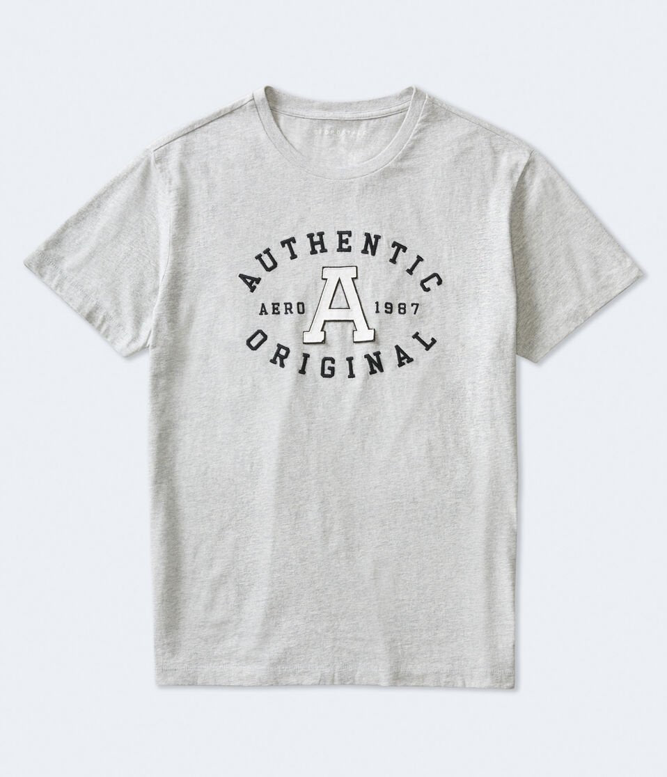 Aeropostale Men's Aero Authentic Oval Appliqué Graphic T-Shirt Heather Grey 4609 052 ET2