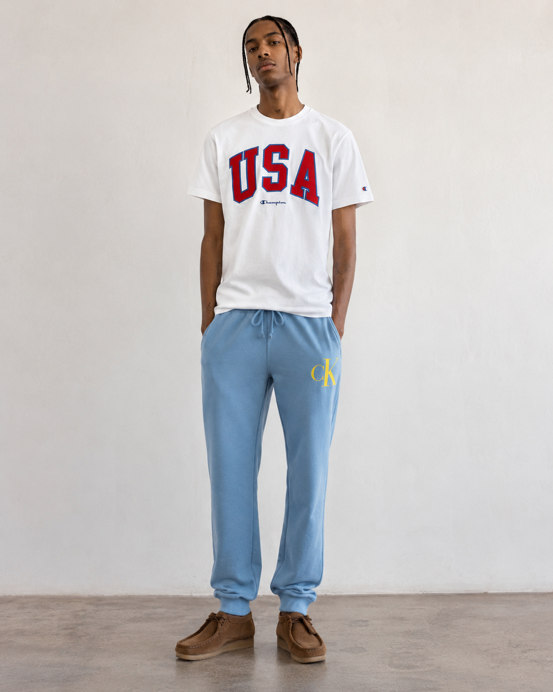 Calvin Klein Men's Monogram Fleece Jogger Blissful Blue 40JM836 430