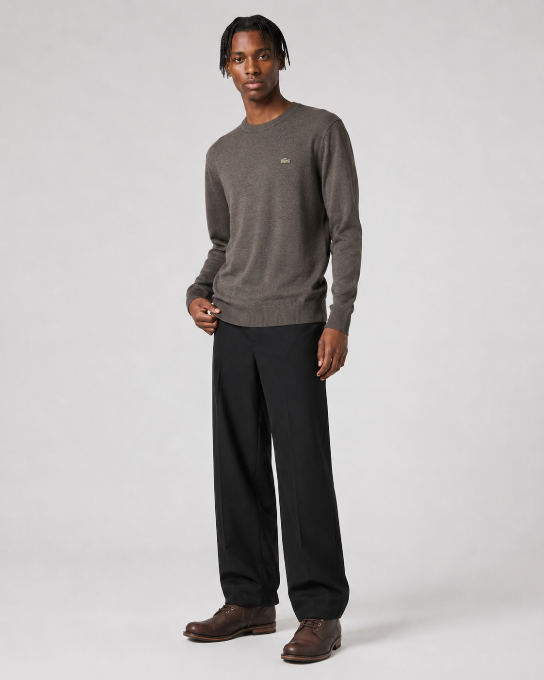 Lacoste Men’s Merino Wool Crew Neck Sweater Brown AH1969-51 ZBC
