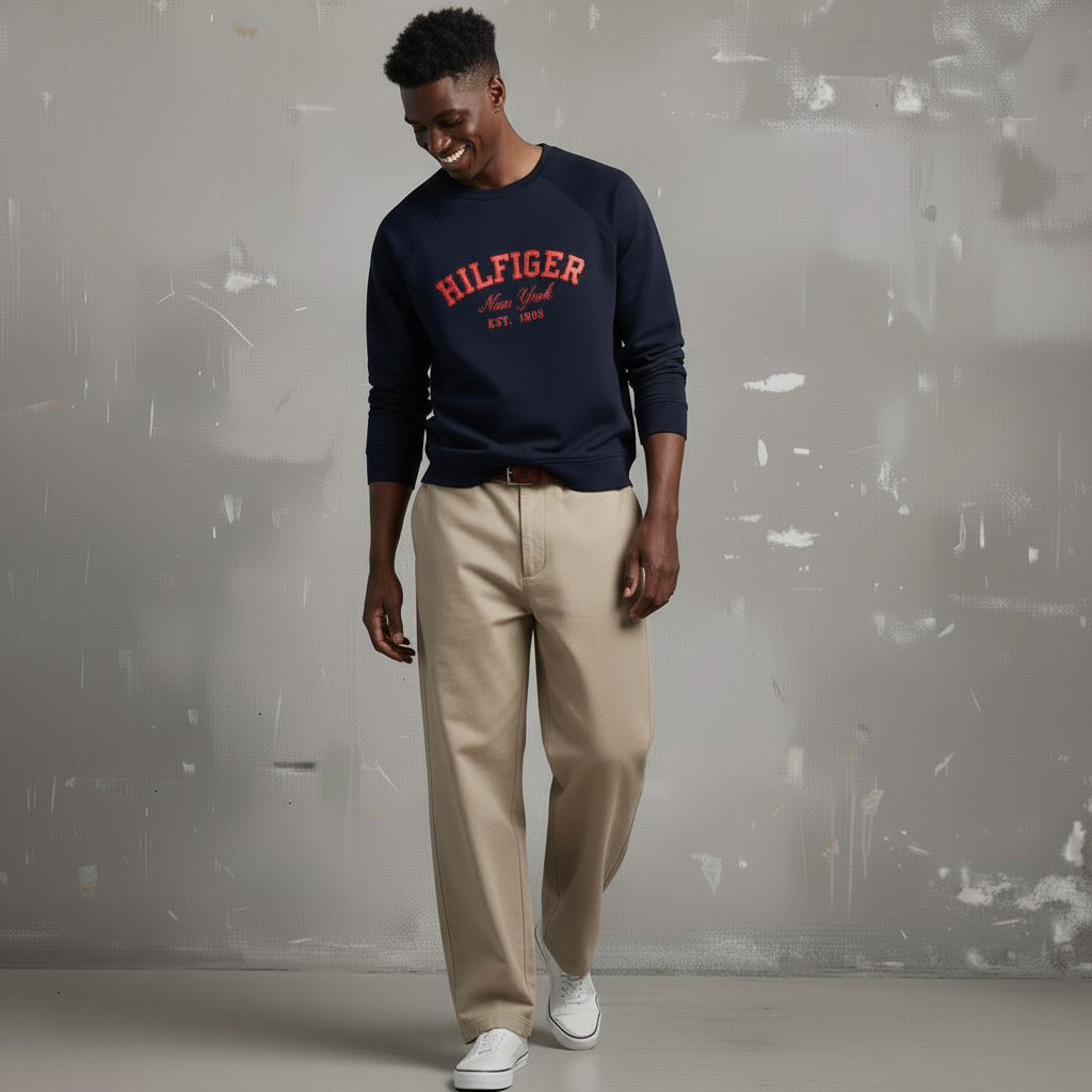 Tommy Hilfiger Men's Embroidered Long Sleeve Sweatshirt Navy 09T4450 411