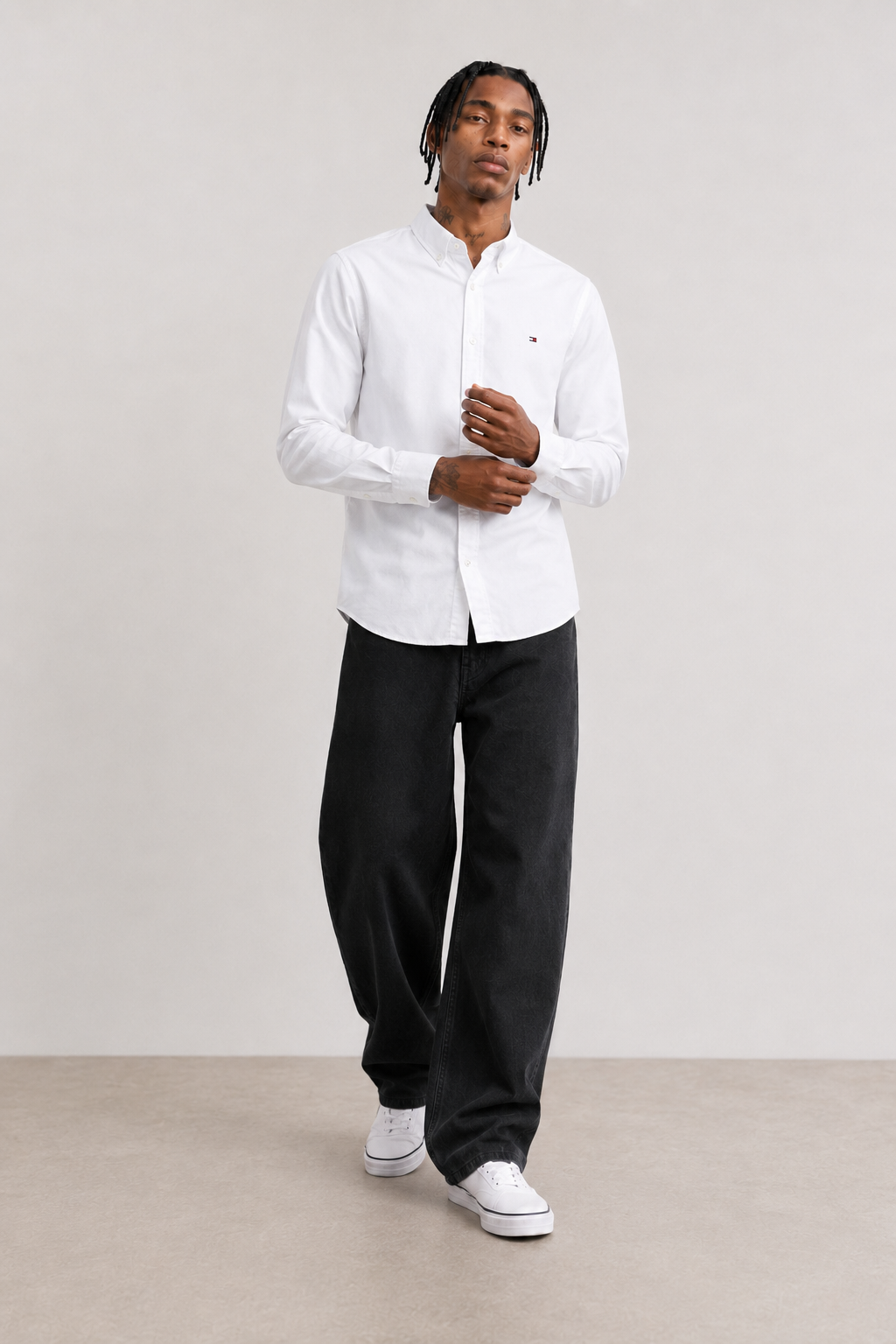 Tommy Hilfiger Men's Regular Fit Cotton Poplin Shirt White MW25035 100