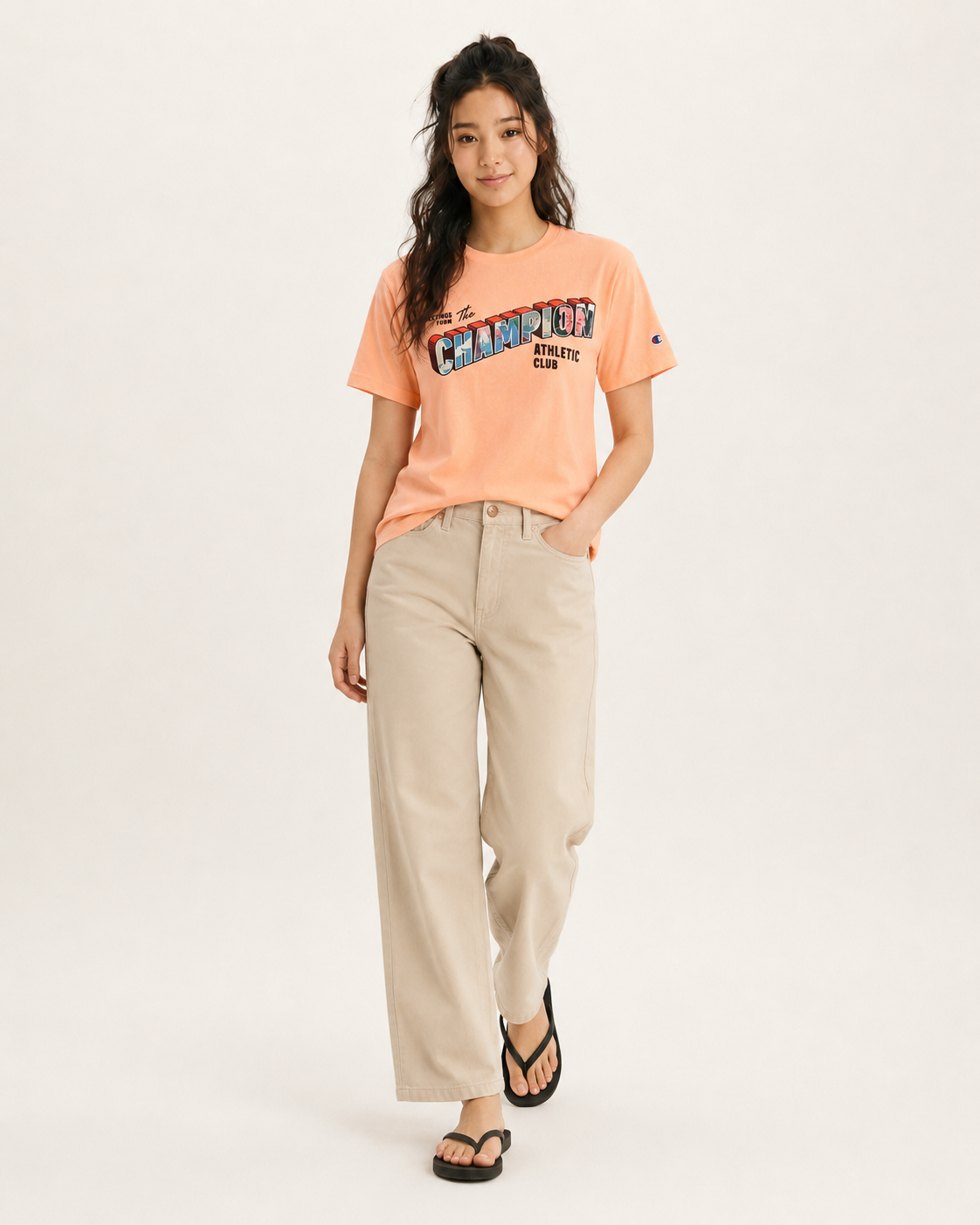 Champion Men's Classic Graphic T-shirt Champion Greetings Washed Melon Heather GT23H 5860DA AZBQ