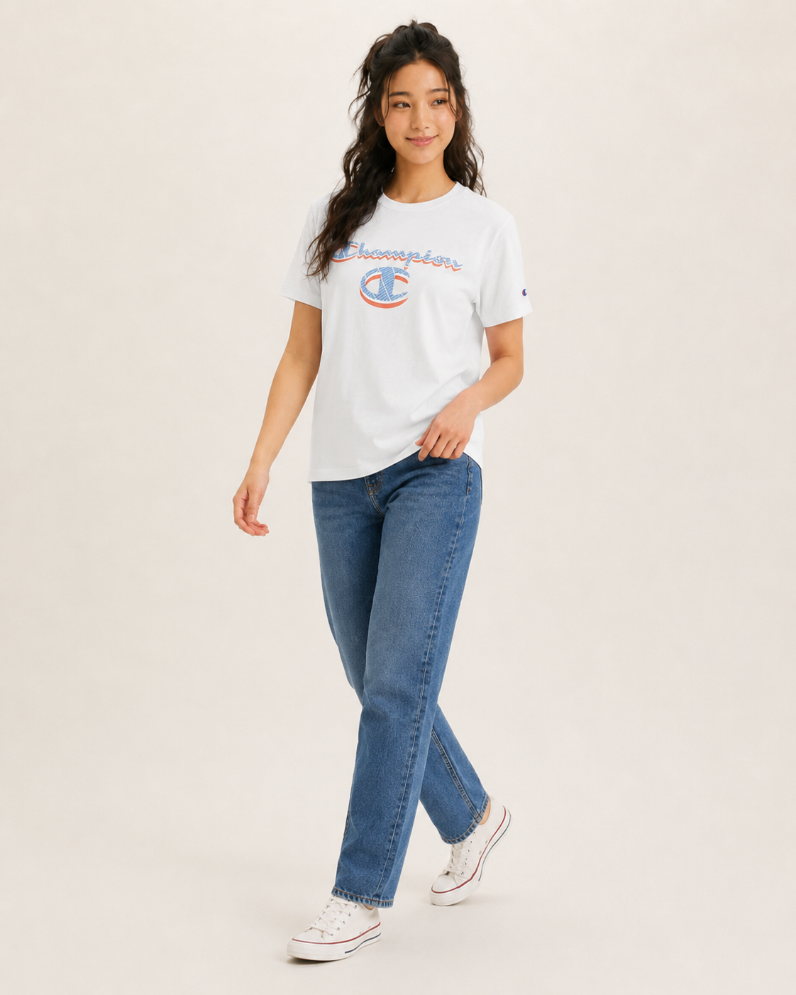 Champion C + Script Logo Classic Jersey Tee White GT23H 551870 045