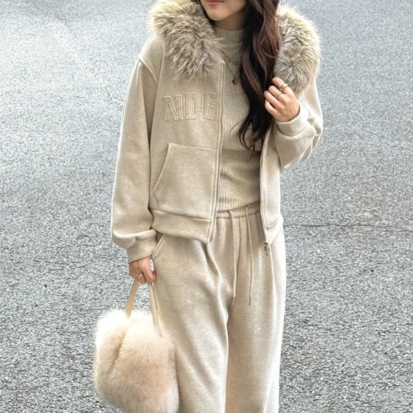 엘르보 기모후드퍼 집업팬츠세트