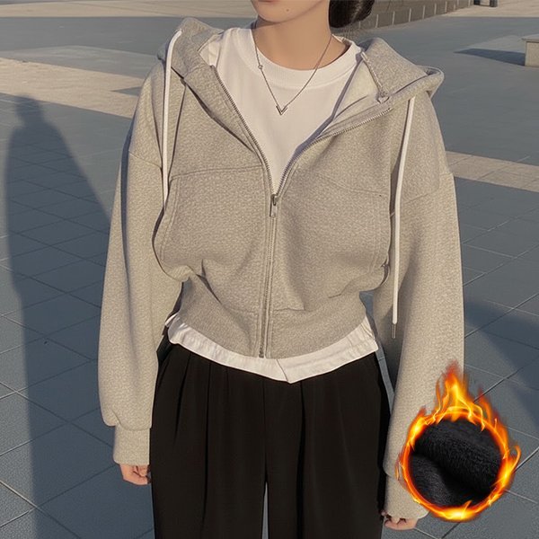 (LKFNC)여성 4컬러 웜핏 기모 크롭 후드집업 LK-HD04