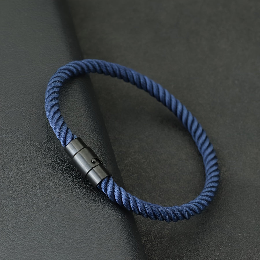 Aplaze  Men's Nautical Rope Bracelet with Black Buckle