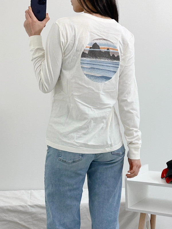 Patagonia Kids' Regenerative Organic Certified Cotton Graphic Long Sleeve T-Shirt Undyed Natural 62253 SKLU P1