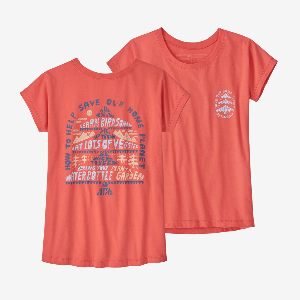 Patagonia Kids' Regenerative Organic Certified Cotton Graphic T-Shirt Coral 62254 TSAL P1