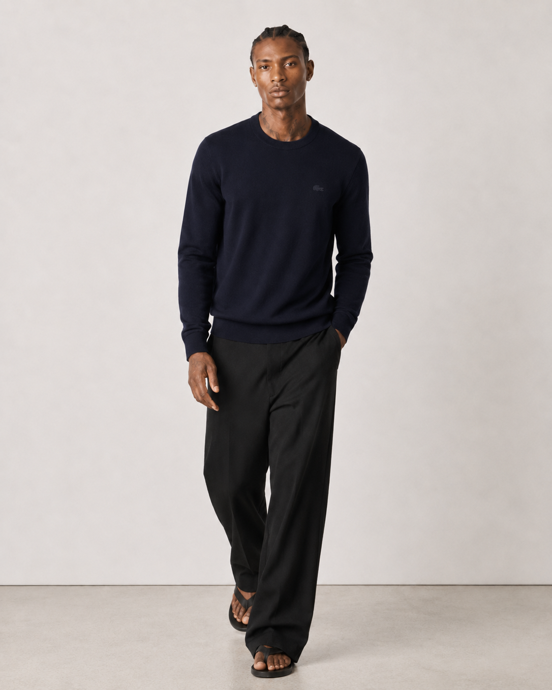 Lacoste Men’s Merino Wool Crew Neck Sweater Navy Blue AH1969-51 166