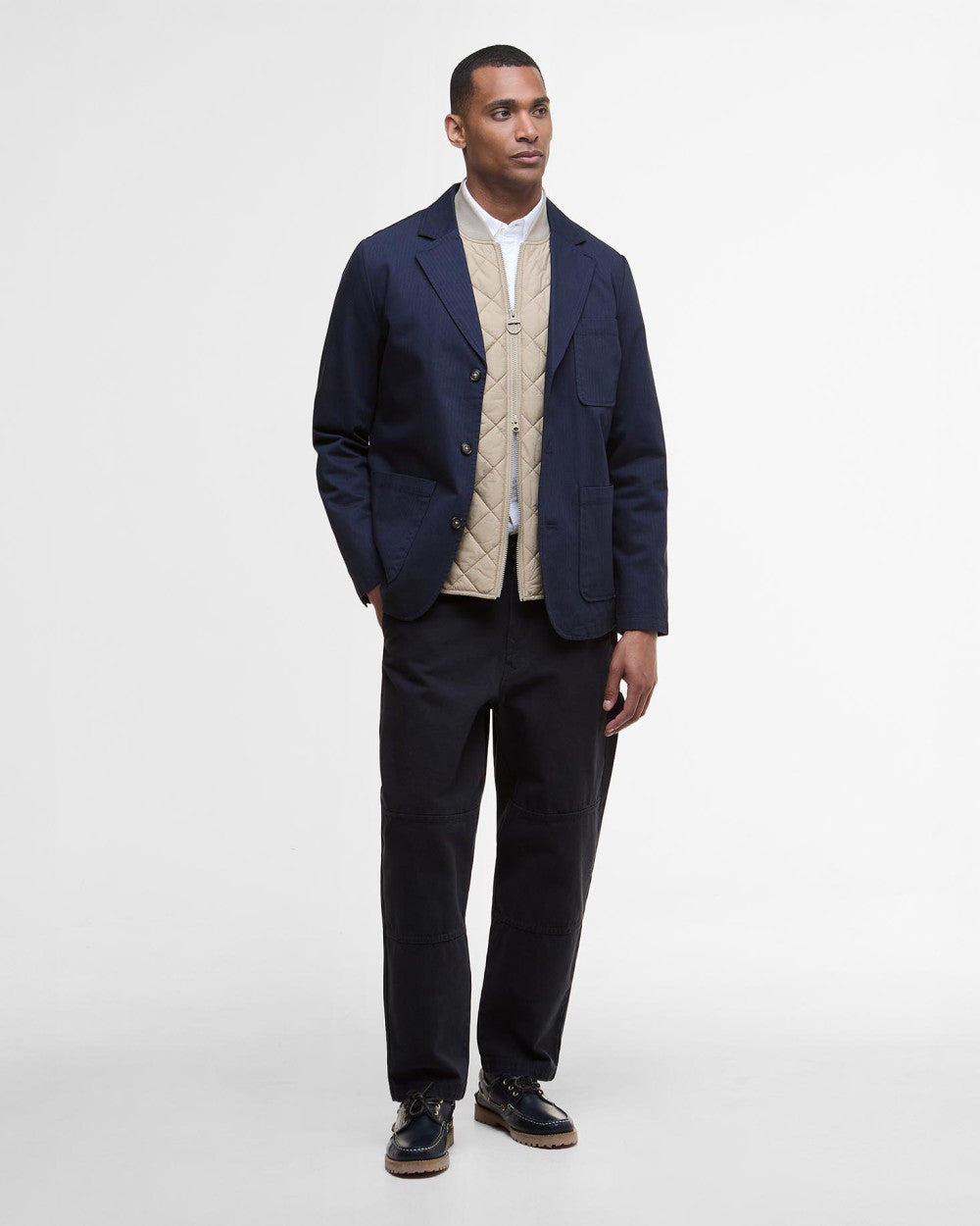 Barbour Mens Bayview Herringbone Overshirt Navy MOS0423 NY91