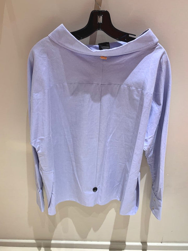 Armani Exchange Women's Asymmetrical Collar Blouse Blue Lagoon 6ZYH26 YNFEZ 1555 X1