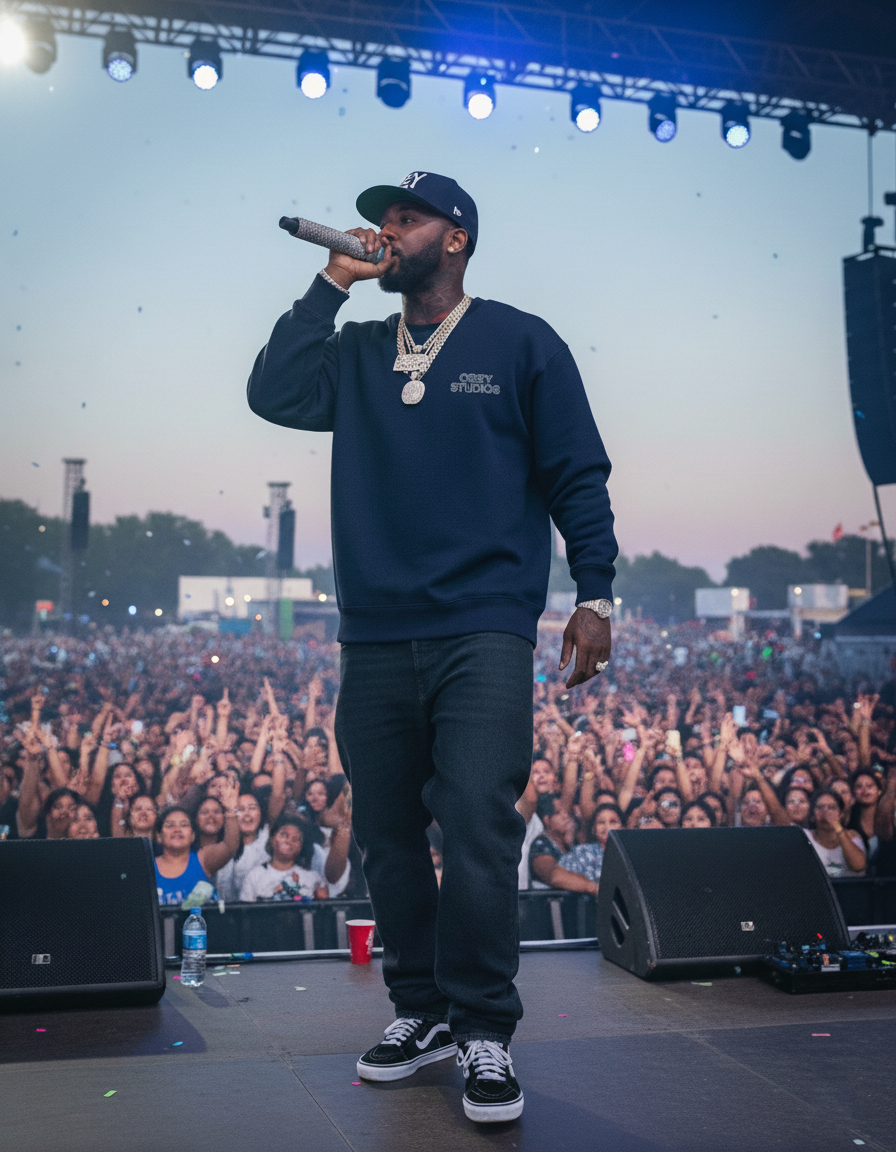 OBEY Studios Faded Crewneck Sweatshirts Dark Navy Faded Wash 112480169 DNV