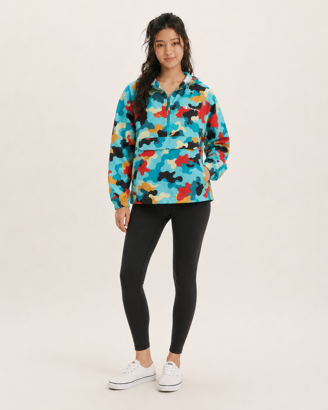 Champion Unisex Stadium Packable Jacket Abstract Camo Teal V1012P 549369 AM2J