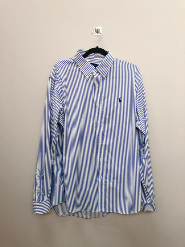 Polo Ralph Lauren Men's Blue Stripe Classic Fit Long Sleeve Shirt Blue 710698537001 B10