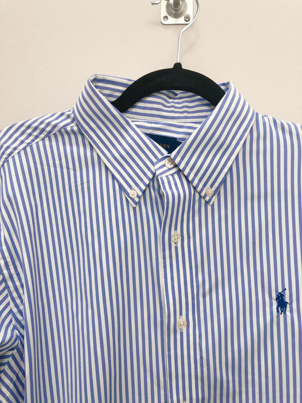 Polo Ralph Lauren Men's Blue Stripe Classic Fit Long Sleeve Shirt Blue 710698537001 B10
