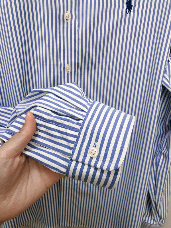 Polo Ralph Lauren Men's Blue Stripe Classic Fit Long Sleeve Shirt Blue 710698537001 B10