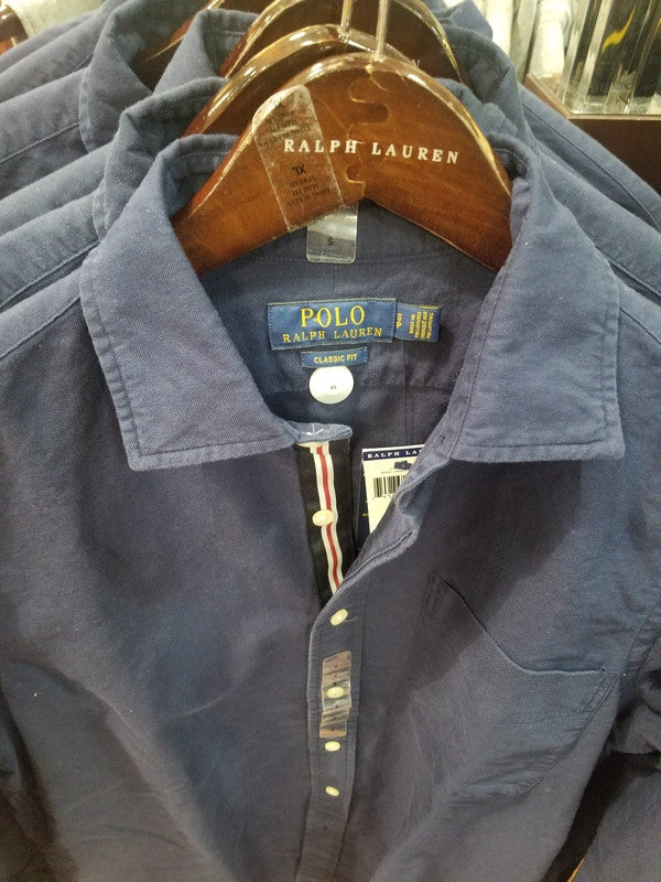 Polo Ralph Lauren Men's Back Point Lettering Classic Fit Long Sleeve Shirt Navy 710764181001 B10