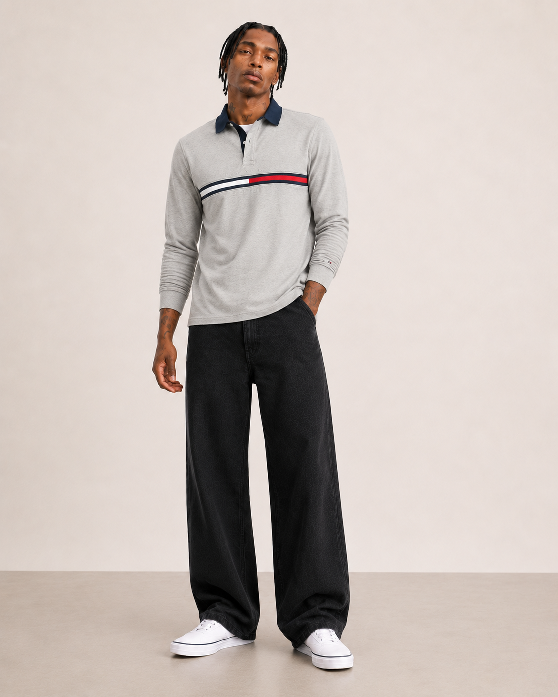 Tommy Hilfiger Mens  Tanner Ls Polo CF Grey Heather 78J3611 050