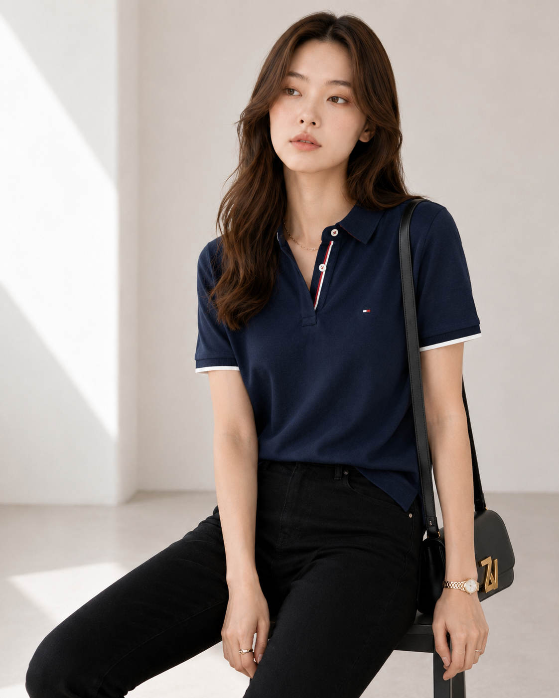 Tommy Hilfiger Men's Sanders Polo Custom Fit T-Shirt Sky Captain 78A6535 079