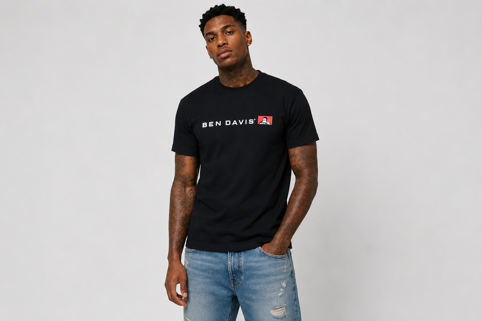 Ben Davis Flat Line Logo T-Shirt Black 9074