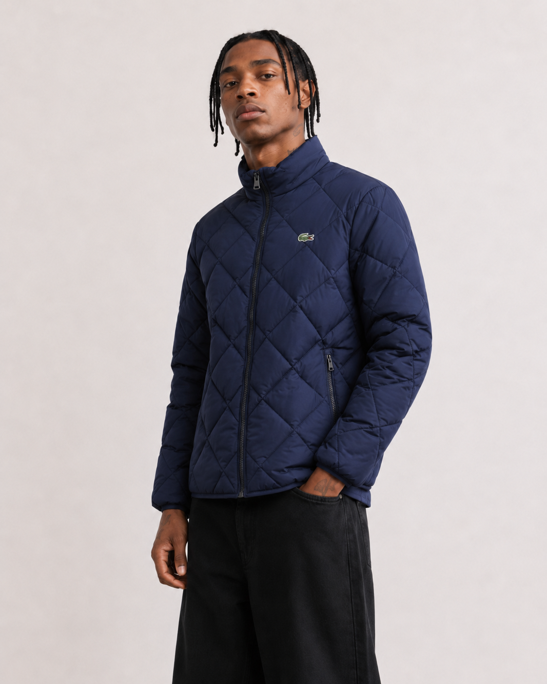 Lacoste Men’s Water-Repellent Quilted Puffer Jacket Navy Blue BH8363-51 166