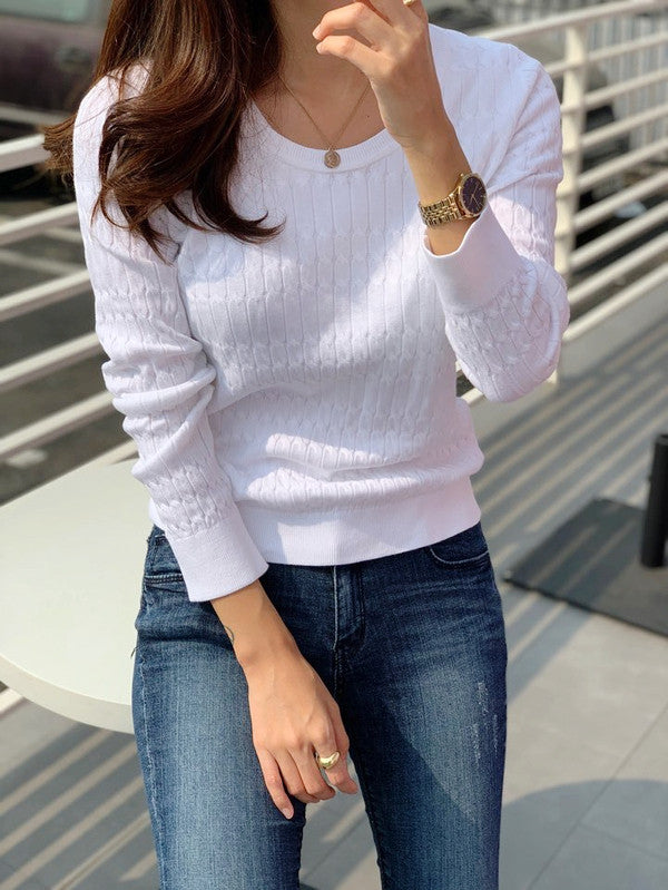 Tommy Hilfiger Women's Essential Scoop Neck Sweater White 76J0244 110 T1
