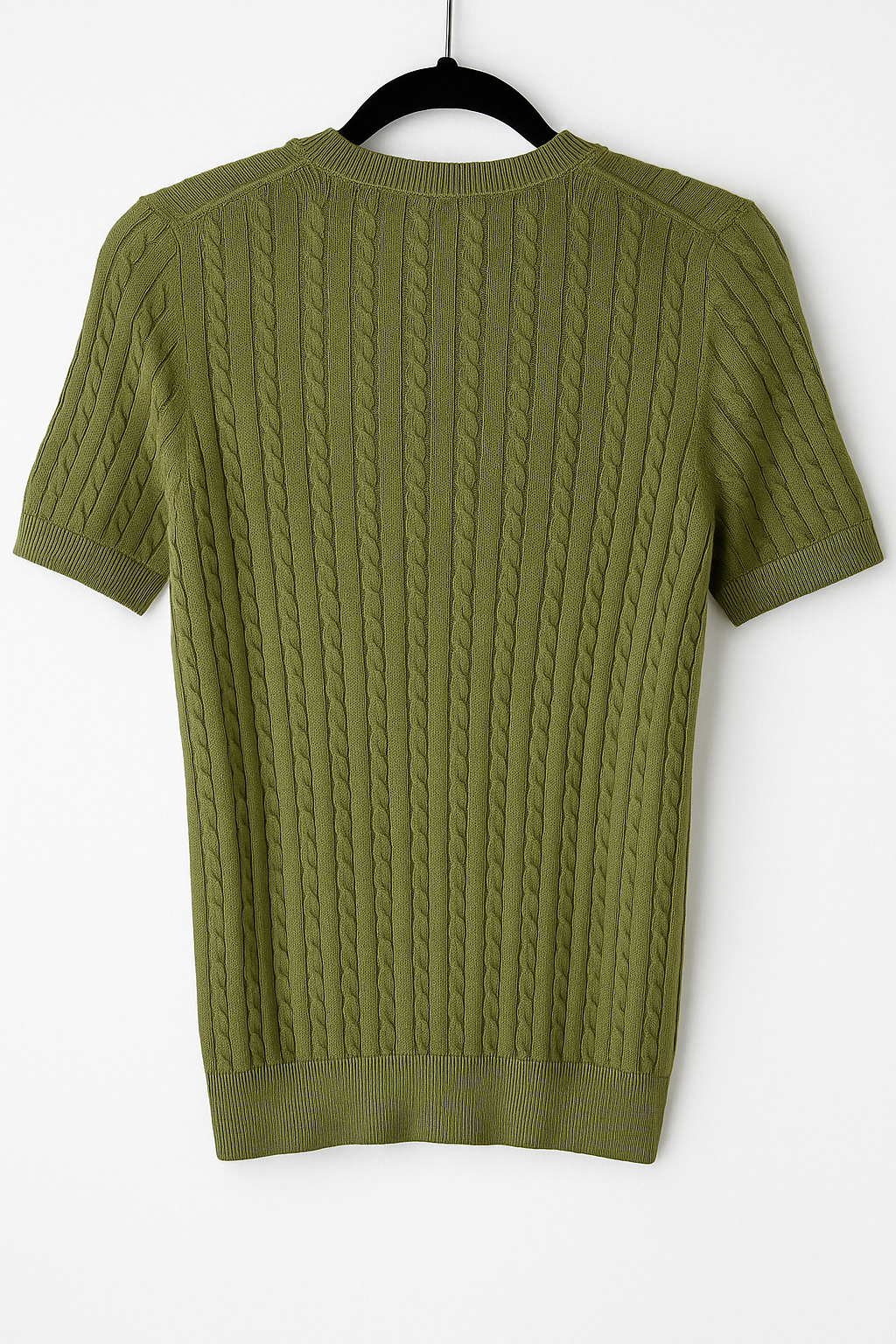 Tommy Hilfiger Women's Cable Short Sleeve Cable Knit Sweater Olive 76J3594 701 T11