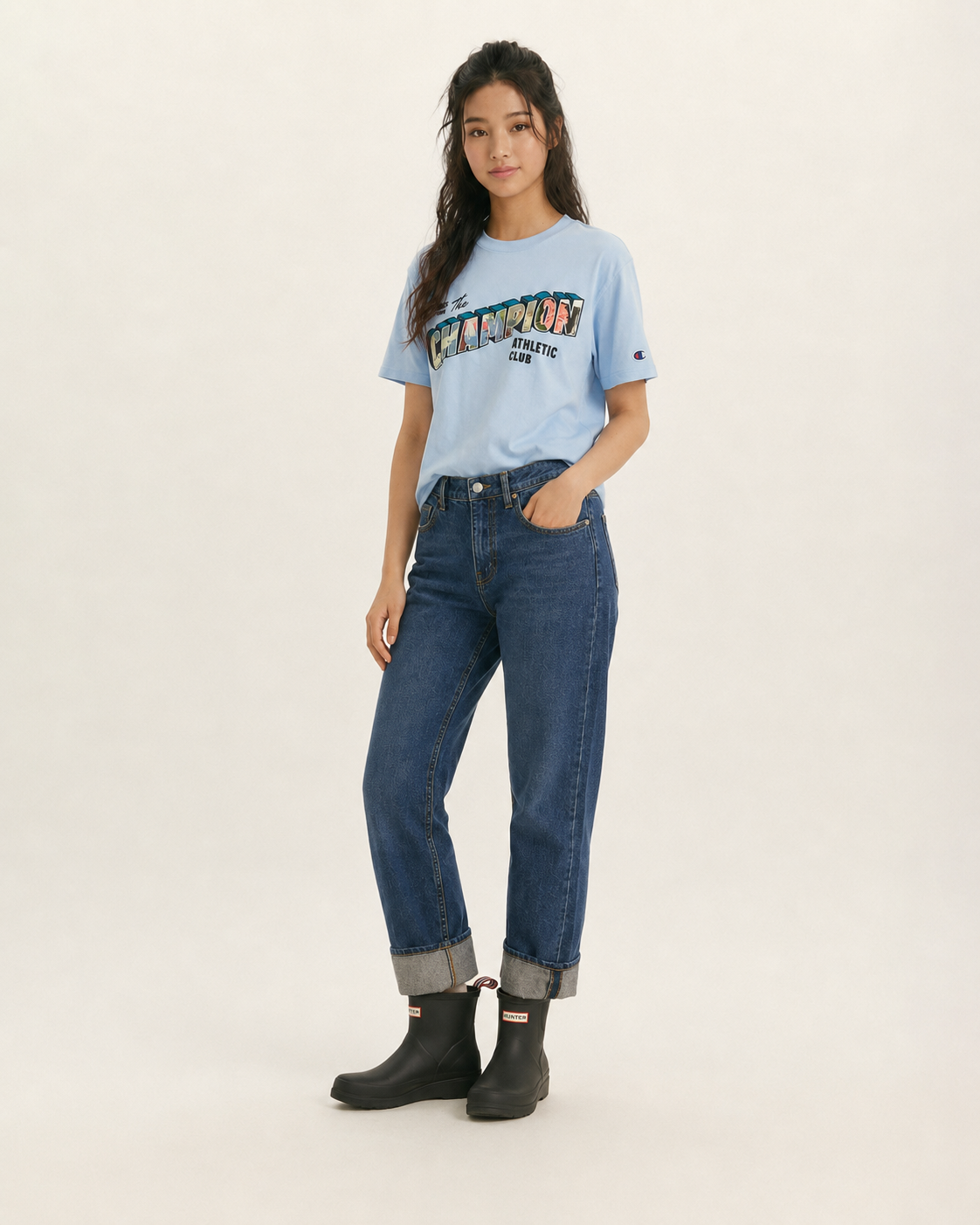 Champion Men's Classic Graphic T-shirt Champion Greetings Refine Sky Blue GT23H 5860DA AJ0B