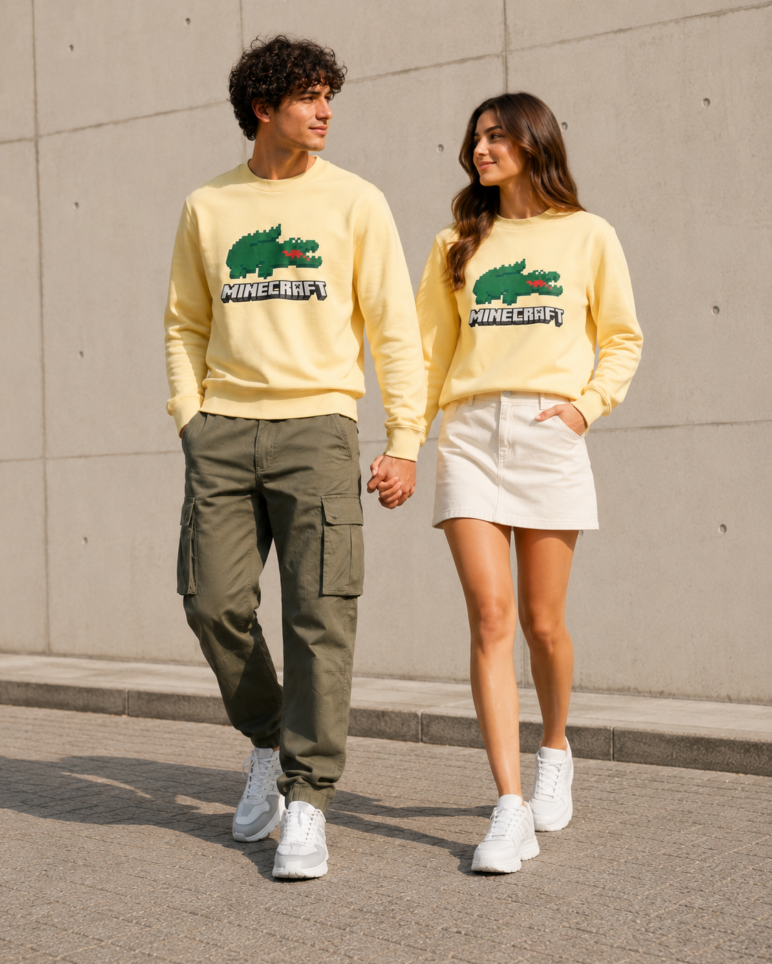Lacoste Unisex Lacoste x Minecraft Organic Fleece Sweatshirt Napolitan Yellow SH3851 6XP