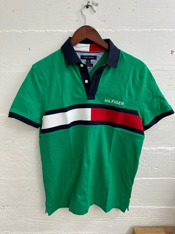 Tommy Hilfiger Men's Holly Custom Fit SS Polo T-Shirt Green Treasure 78D4748 300