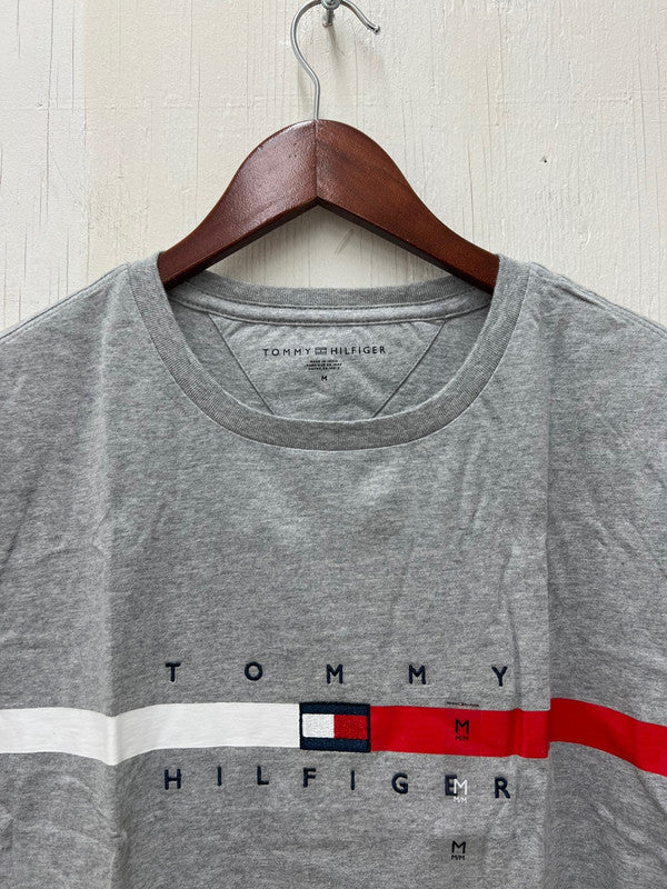 Tommy Hilfiger Mens Flag Stripe T-Shirt B10 Grey Heather 78J4997 050 - APLAZE