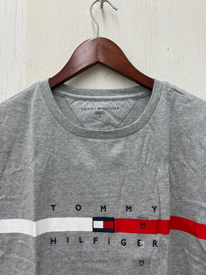 Tommy Hilfiger Mens Flag Stripe T-Shirt B10 Grey Heather 78J4997 050 - APLAZE