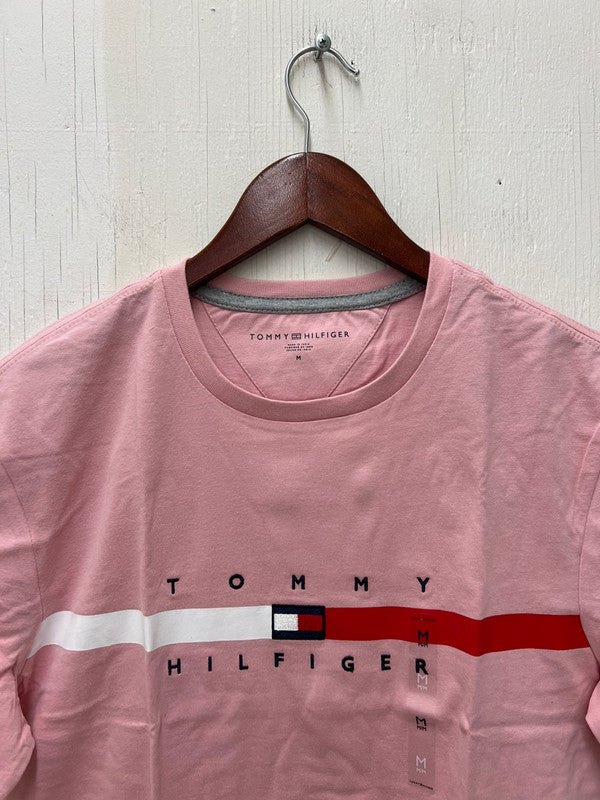 Tommy Hilfiger Mens Flag Stripe T-Shirt Glacier Pink 78J4997 660 - APLAZE