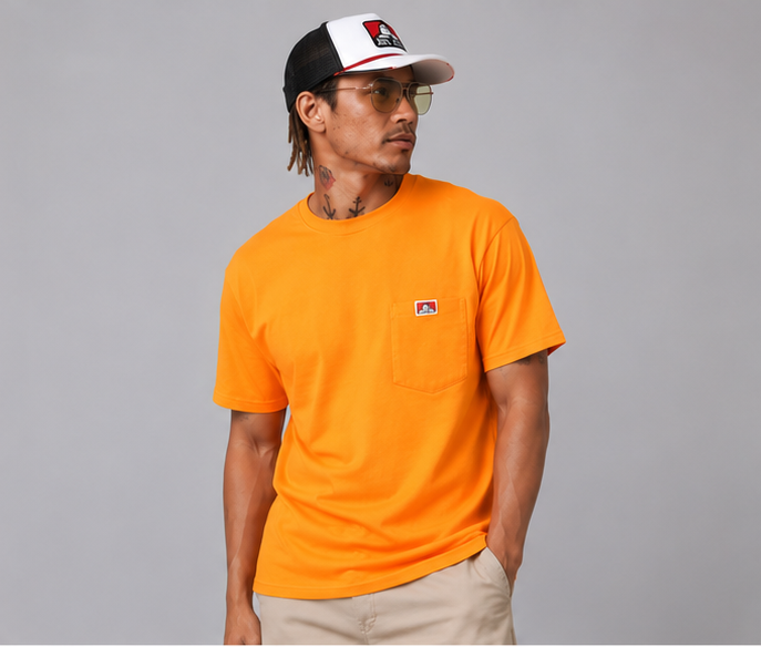 Ben Davis Classic Label Pocket T-Shirt Orange 9026