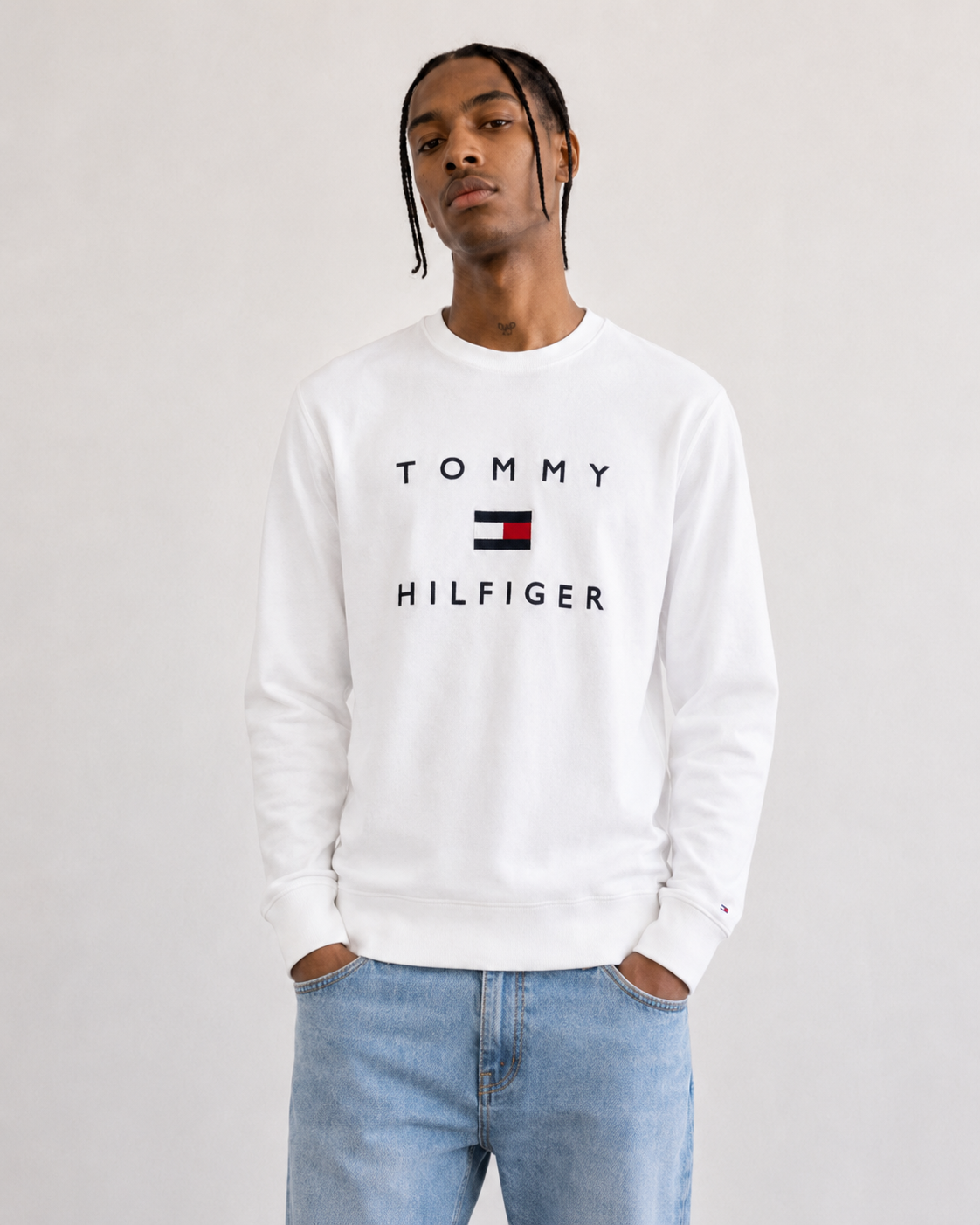 Tommy Hilfiger Stacked EMB Crewneck Optic White 78J9708 100