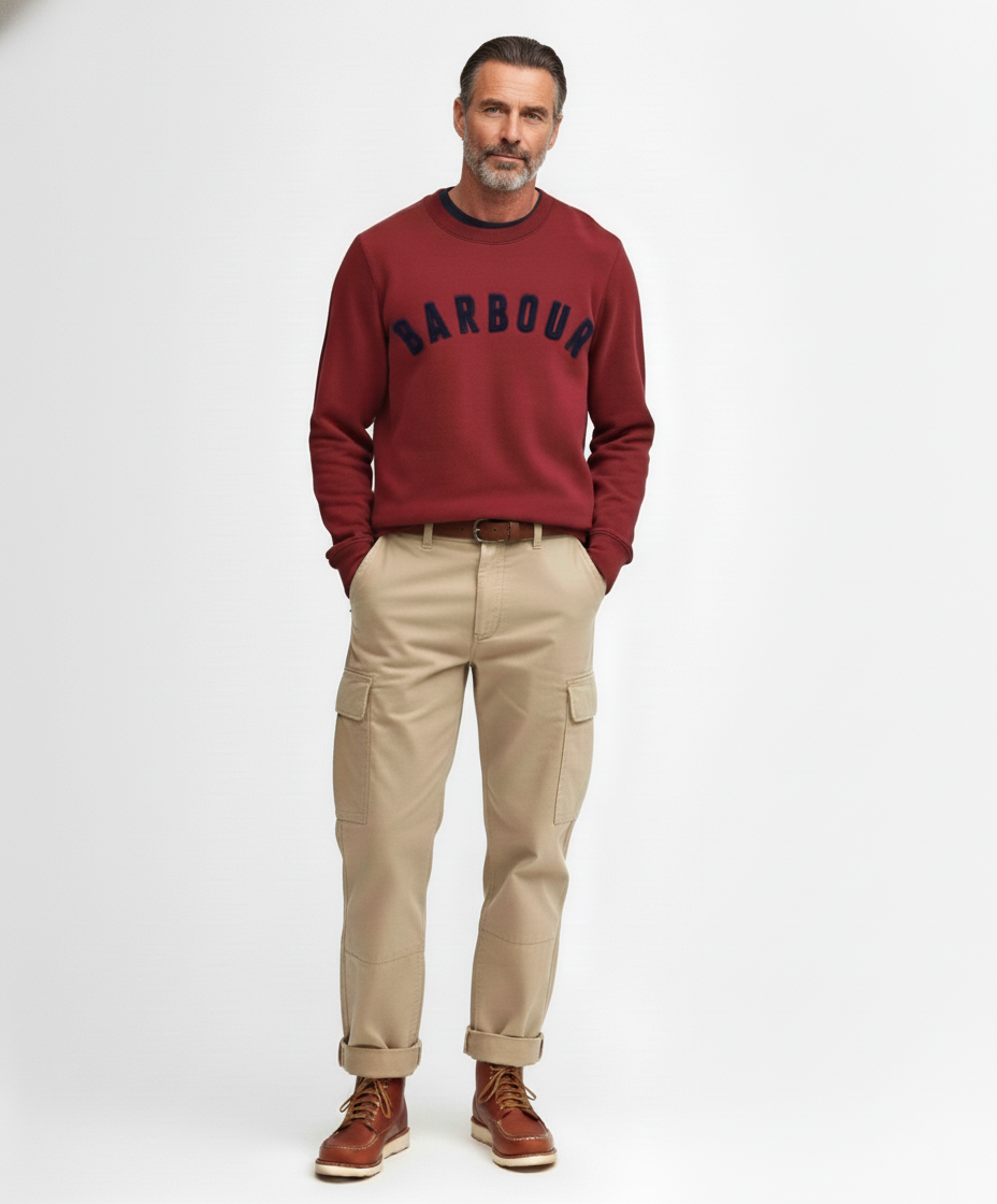 Barbour Men's Essential Prep Logo Sweatshirt Highland Red MOL0101 RE44