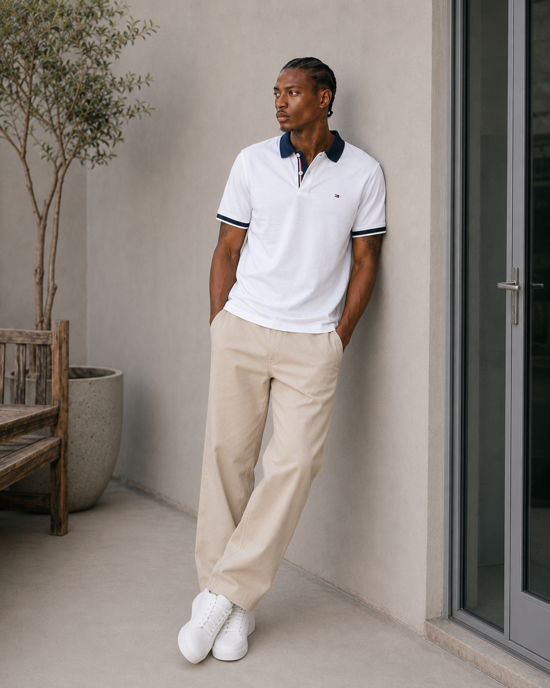Tommy Hilfiger Men's Sanders Polo Custom Fit T-Shirt Bright White 78A6535 112